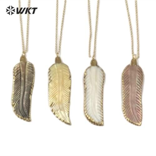 WT-N655 Amazing Natural Abalone Shell pendant necklace 18inch chain long free form shape raw abalone shell necklace for women