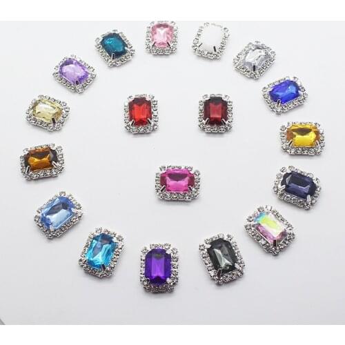 10pcs/lot 20*15MM Snap Button for Clothing DIY Accessories Manualidades Flatback Rhinestone Buttons for Wedding Decroative