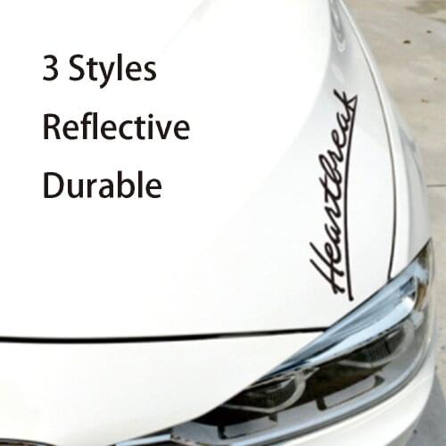 2PCS Car Stickers Popular Heart Word Black White Orange Creativity Reflective TRD Racing Car Auto Bonnet Sticker Car-styling