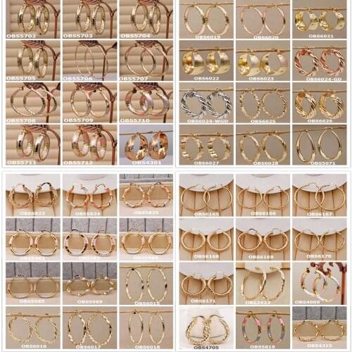 48 Pairs/lot Fashion Trendy Gold Plated Round Hoop Earrings For Women Girl Jewelry Accessories Wedding Party Gift