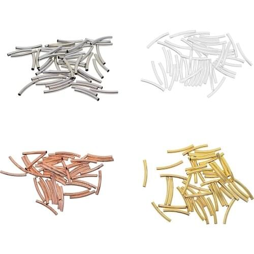 50 Pcs Smooth Curved Tube Noodle Beads Jewelry DIY Fashion Making 2.7mm