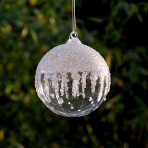Free Shipping 2pcs/pack Diameter=8cm Transparent Glass Globe Christmas Tree Pendant Decoration Sticking Bead Craft Ball Ornament