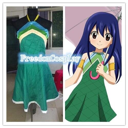Free shipping New Fairy Tail Wendy Marvell green dress Cosplay Costume