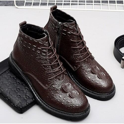 CIMIM Brand 2019 Winter New Comfortable Men Boots Big Size Luxury Alligator Non-Slip Fur Martin Boots Fashion Casual Shoes Male