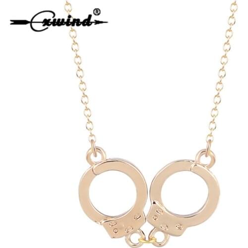 Cxwind Handcuff Necklaces Jewelry Handcuffs Choker Pendant Necklace Women/Girl Valentines Day Gifts Bijoux collar hombre