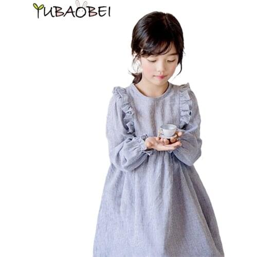 Big Child Girls Dress Kids Striped Long Dress For Autumn Spring Casual Mid Calf Party Cotton Dress Children Clothing 2020