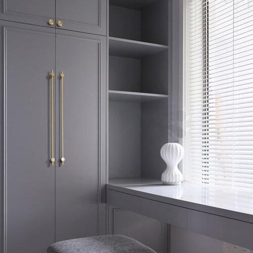 Long Brass Cabinet Handles Wardrobe Handle Luxury Nordic Bathroom Cabinet Knobs Large Drawer Pulls Furniture Door Bar