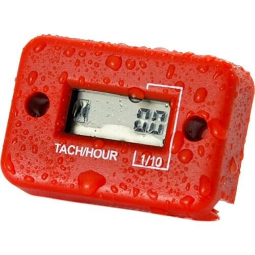 Inductive Digital RPM Tach Hour Meter Tachometer 2/4 STROKE for motorcycle jet ski boats forklift truck dirt bike MX HM012 Red