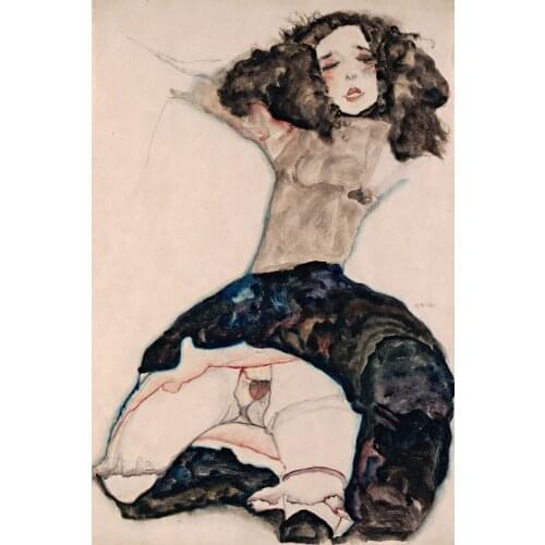 Nude canvas paintings portrait picture modern art home decor giant poster Black girls with Beaten Rock by Egon Schiele