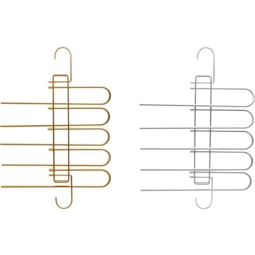 Closet Space Saving Hangers with Hook 5 Layered Aluminum Alloy Pants Rack 896B