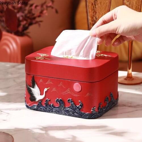 Chinese Style Resin Tissue Box Three-dimensional Relief Craft High-end Household Pumping Box/bathroom Decoration Accessories
