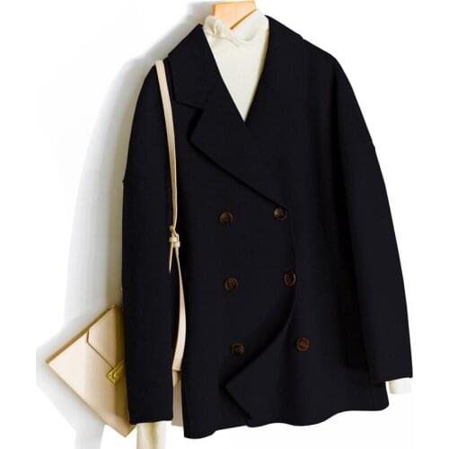 Double Sided Cashmere Jacket Autumn Winter Wool Coat Women Warm Short Casaco De Inverno Feminino CS2101 MF646