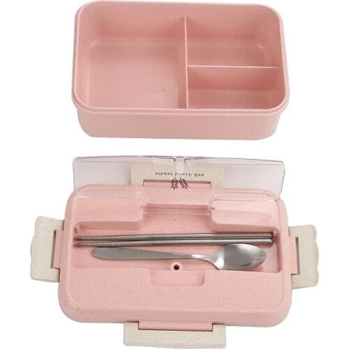 Lunch Box Wheat Straw Dinnerware Food Container Children Kids School Office Portable Bento Box christmas bolsa almuerzo comida