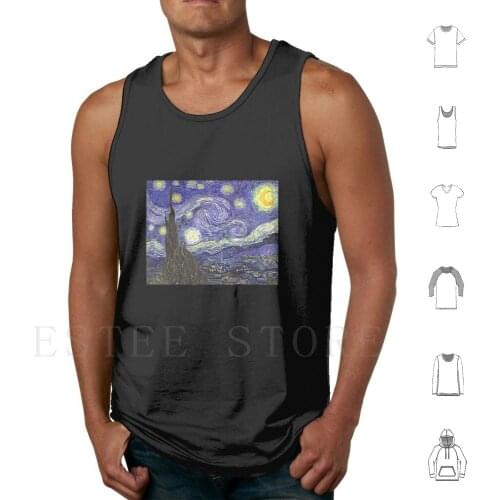 Starry Night' By Vincent Van Gogh ( Reproduction ) Tank Tops Vest Night Sky Dark Space Starry Light Shape Nature Bright
