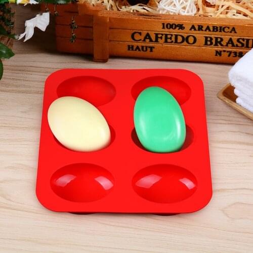 SJ 6 Cavity Reusable Silicone Soap Mold DIY Home Handmade Craft Soap Making Tool Oval Molds for Soap