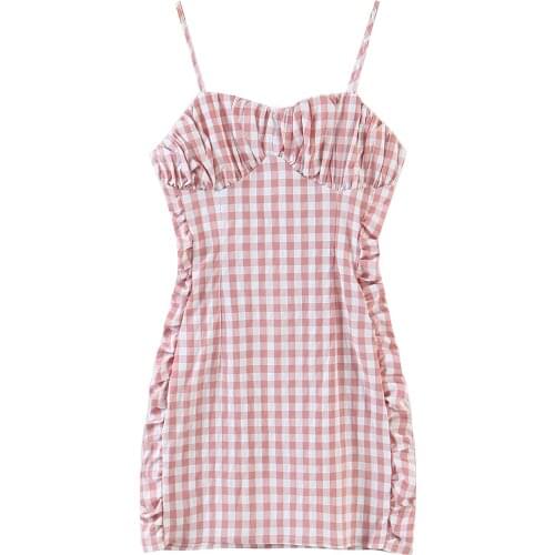 JC·KILIG 2021 French Girls Plaid Dress With Waist And Shoulder Strap DP9391