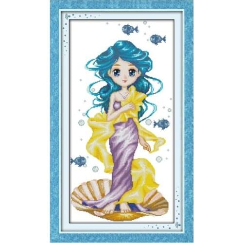 Ocean Baby Cross Stitch Patterns 14CT 11CT Counted Printed Cross Stitch Kits Handmade Embroidery Fabric Needlework Broderie Set