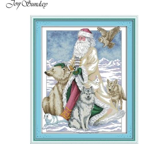 The North Pole Santa Claus Christmas Cross Stitch DIY Handwork Embroidery Kits DMC Cross Stitch Kit Joy Sunday Needlework Sets