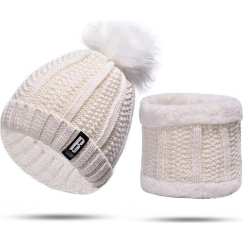 New Winter Hats Women With Bib Cute Warm Velvet Wool Hat Female Thicking Riding Windproof Knit Hat Skullies Beanie Caps Set