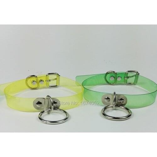 Wholesale Girl 100% Handcrafted Punk Gothic Colorful 90s Clear Choker Necklace O Round PVC Transparent Vinyl Bondage Collar