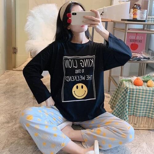 Spring Pajama Set Cotton Pyjamas Women Sleepwear Plus Size Cartoon Lapel Col Claudine Loose Version Winter Pajamas