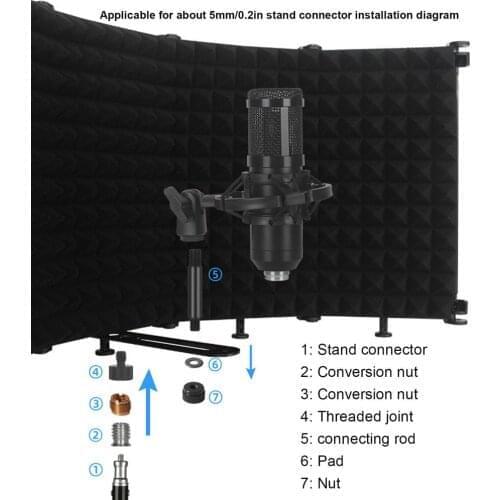 Adjustable 5/3 Panel Microphone Isolation Screen Foldable Studio Screen Voice Booth Microphone Filter For Broadcast Recording