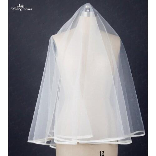 RSV3 Satin Ribboned Edged Wedding Veil Short