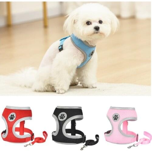 Dog Cat Harness for Pug Small Medium Dogs Pet Adjustable Vest Walking Lead Leash for Puppy Collar Cat Pet Dog Chest Strap Leash