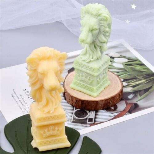 Two 3D Lion Silicone Candle Mold Scented Resin Soap Home Animals King Decorat Chocolate Cake Bake DIY Handmade Soft Tool