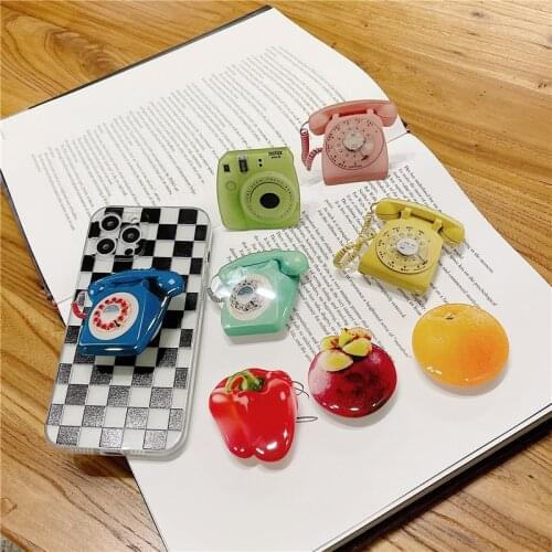 Cute 3D Orange Fruit Vegetable Pattern Folding Grip Stand Phone Holder For iPhone Samsung Huawei Funny Korean Griptok Bracket