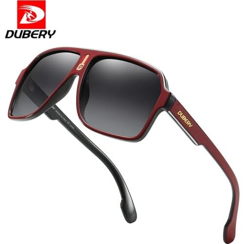 DUBERY Vintage Sunglasses Polarized Mens Sun Glasses For Men Driving Black Square Male Mirror Oculos UV400