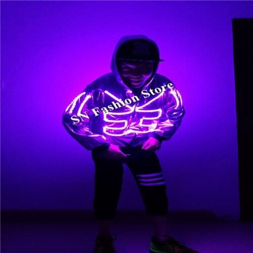 SS5 Hip-hop LED costumes ballroom dance mens wears dance step ghost led clothes mens singer dj disco robot costumes RGB colors