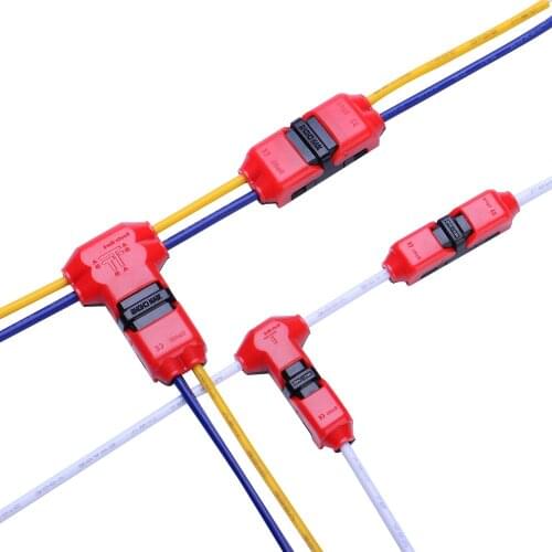 5Pcs/lot 1/2 Pin 1/2 Way 300v 10a Universal Compact Wire Wiring Connector T SHAPE Conductor Terminal Block With Lever AWG 18-24