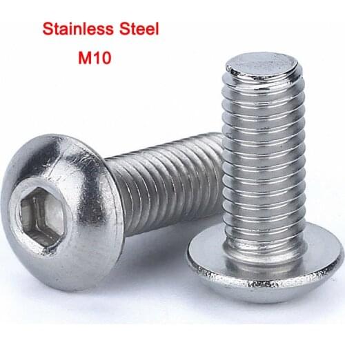 A4 316 Stainless Steel DIN7380 Button Head Screw Hexagon Socket Marine Grade Allen Key Bolts M10 Length 16mm-50mm