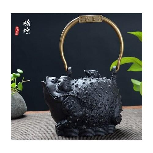 1200ml Japan Southern Cast iron Kettle Money Toad Pure Handmade Cast Iron Pot Old Iron Tea Pot Boiled Water Iron Tea Kettle