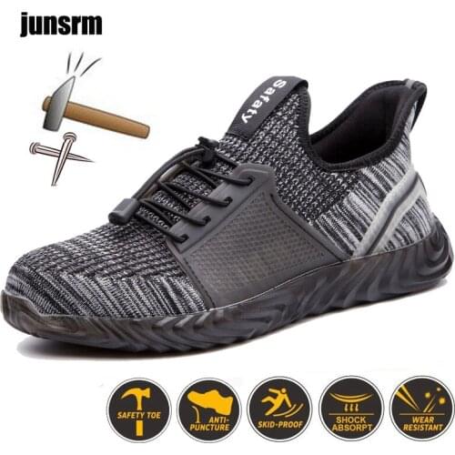Safety shoes lightweight, breathable, steel toe cap, imitation piercing, sports work boots, outdoor industrial wear-resistant