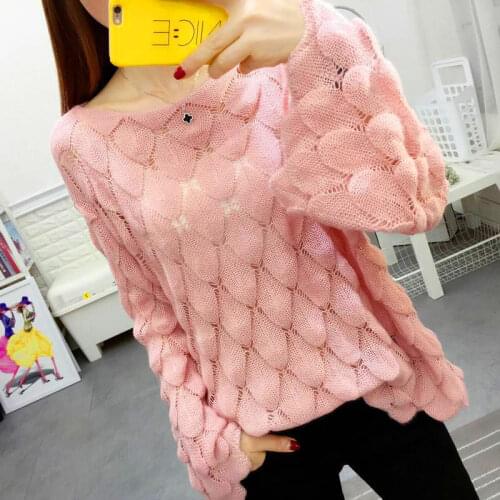 Women Sweater New Fashion Spring Korean Ladylike Sweet Flare Sleeve Full Solid Thin Women Sweater Large Size