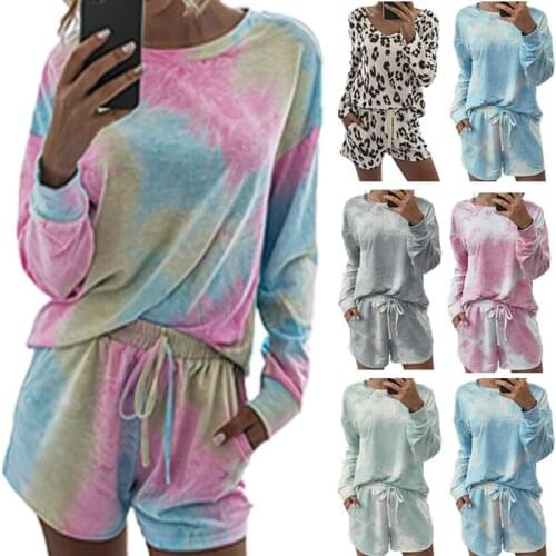 Шорты женский Spring Womens Tracksuit Shorts Two Piece Set Women Clothing Summer 2021 Leopard Suits With Shorts Woman Outfit