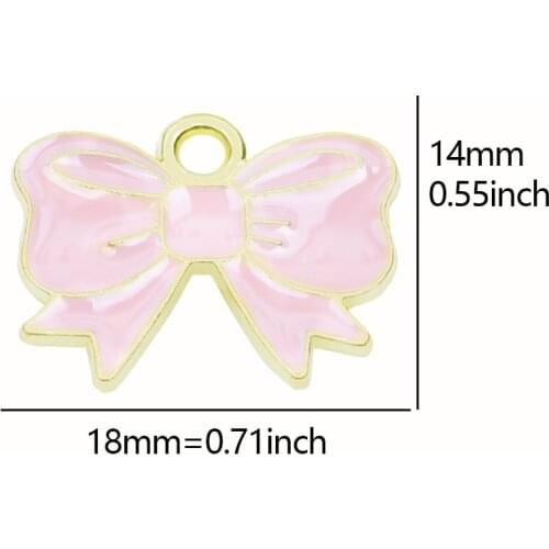 10pcs/lot Pink Ribbon Dangle Handmade Enamel Charms Pendant DIY for Bracelet Necklace Bag