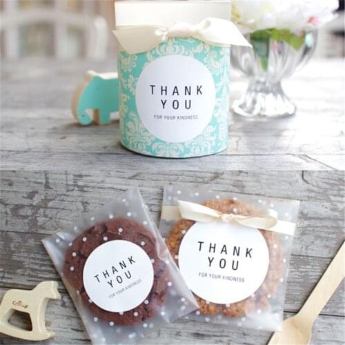 100pcs/lot Translucent dots Plastic cookie packaging Bags Cupcake Wrapper self Adhesive bag For Wedding Party Decorate