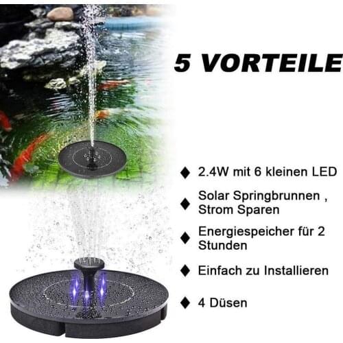 2.4W Solar Fountain LED Garden Fountain Pool Swimming Pool Decoration Solar Panel Powered Fountain Pump Garden Decoration