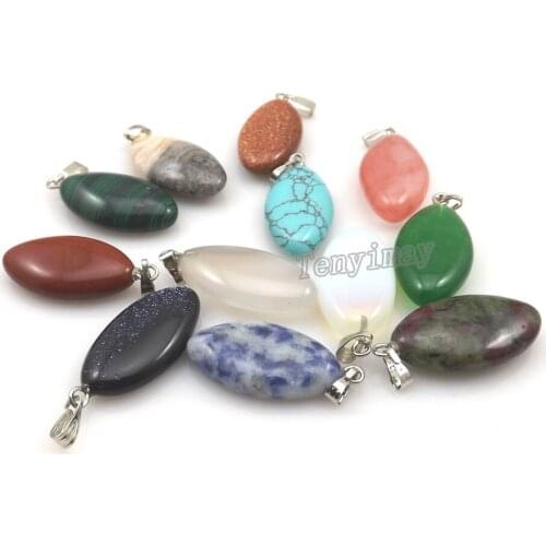 24pcs/lot Eye Shape Semi-Precious Stone Pendants Gift From Nature Free Shipping