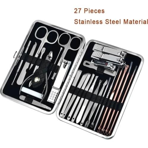 27 Pieces Professional Nail Cutter Pedicure Scissors Set Stainless Steel Eagle Hook Portable Manicure Nail Clipper Tool Set