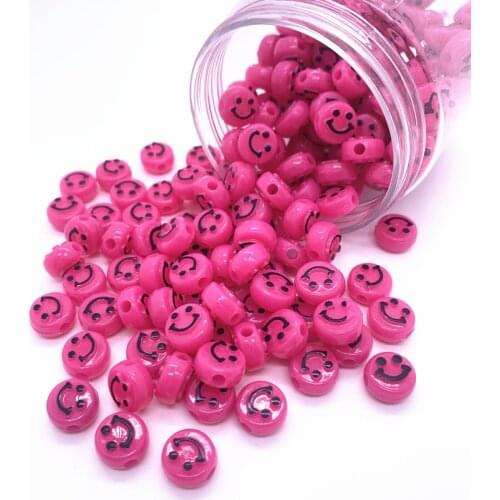 30pcs 10mm Rose colors Simulation Smiley face Acrylic Shape Spacer Beads For DIY Handmade Jewelry Accessories Make#01