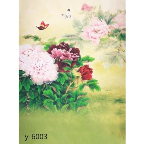 5x7ft Chinese Traditional Painting Flowers Butterfly Photography Backdrops Photo Props Studio Background