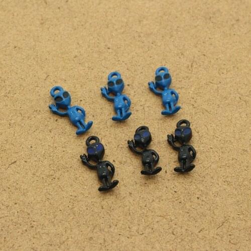 6pcs 20x7mm 3D Anime Aliens Enamel Charms Creative Funny Earring Necklace Keychain Pendant Accessory DIY Crafts Jewelry Make