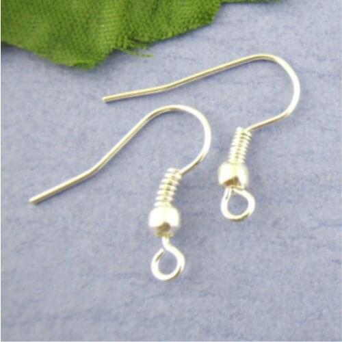 8SEASONS 100 Pairs Silver color Ear Wire Hooks (Lead & Nickel free) 18x19mm (B00553)
