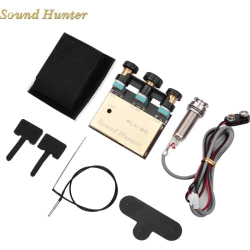 Sound Hunter Guitar Pickup Acoustic Guitar Onboard Active Piezo Pick Up EQ Equalizer Dual Source Preamp System with Mic