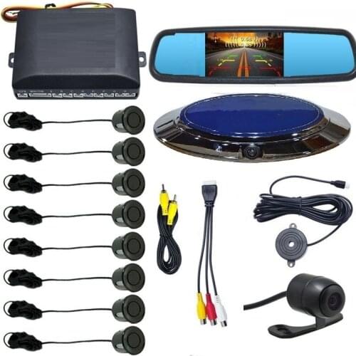 4.3" LCD car FRONT REAR PARKING SENSOR VEDIO 8 Sensor Reversing Radar Detector Parking Assistance Alarm System FOR FORD RANGER