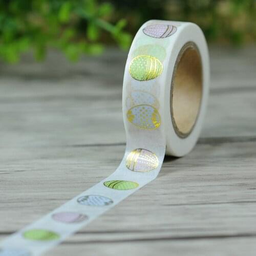 Free shipping high quality 15mm*10m golden foil washi paper tape/golden color varied eggs mask japan washi tape
